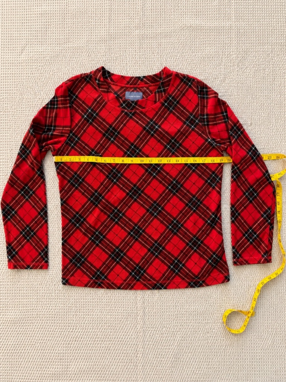Laura Scott Red Plaid Long Sleeve Top Size M